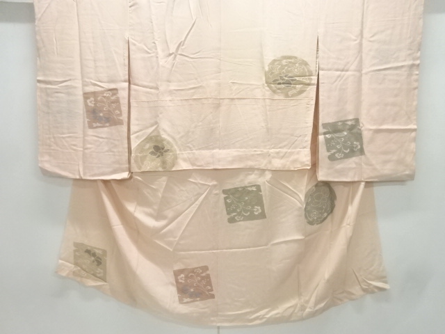 JAPANESE KIMONO / ANTIQUE HITOE JUBAN / SILK / KINSHA / WOVEN FLOWER ROUNDEL